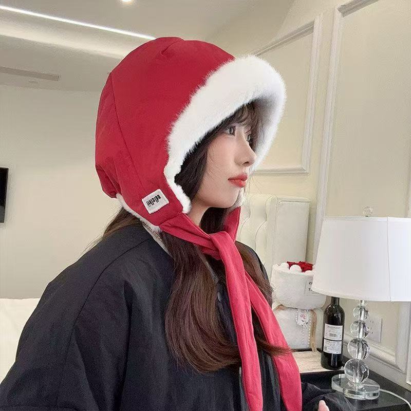 Women's Winter Korean Version, Velvet and Thickened Lei Feng Hat, One Hat, Dual-purpose Can Be Used As a Bag, Thermal Ear Protectors