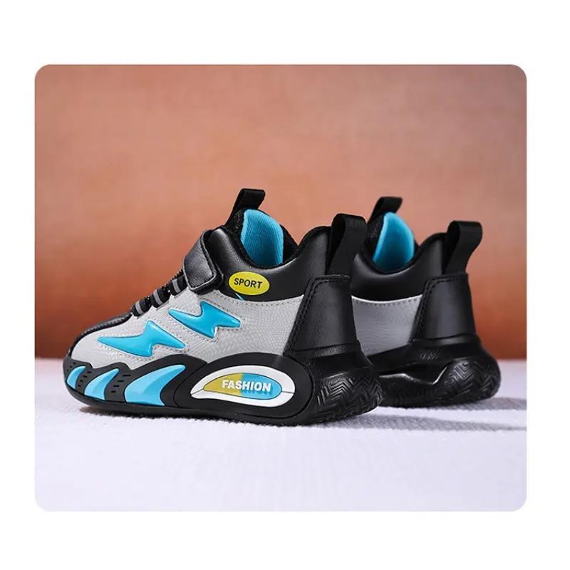 Kids High-top Sneakers Hook & Loop Non-slip Breathable Casual Sports Shoes for Boys