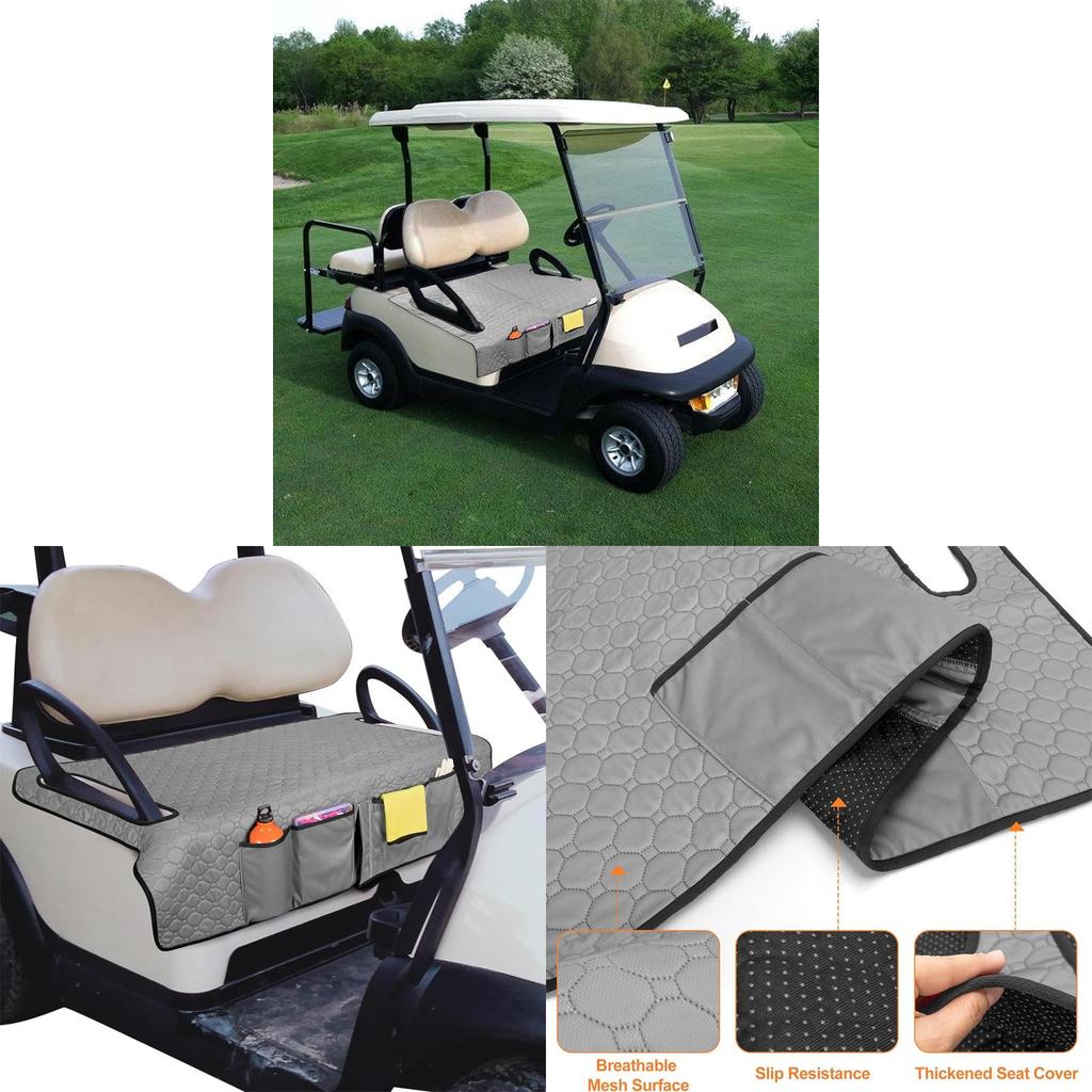 Golf Cart Seat Cover With Four Front Pockets And Nonslip Base For Outdoor Golfing