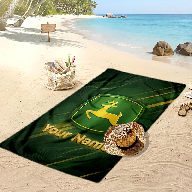 John Deere Custom Strandlaken, Print Uw Naam Tekst Lichtgewicht Absorberend Handdoek voor Zwemmen Reizen