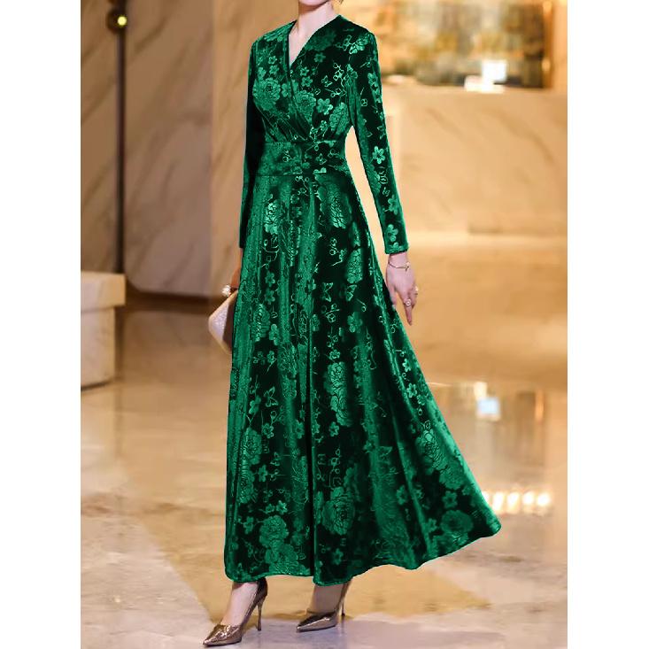 Autumn and Winter New French Style Elegant High-end Velvet Dress