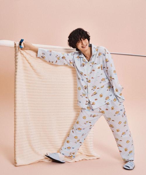 [SPAO] Rilakkuma Bears' Free Time Long Sleeve Pajamas (Light Blue)_SPPPG23U04 [Shipped from Korea] 100% Authentic