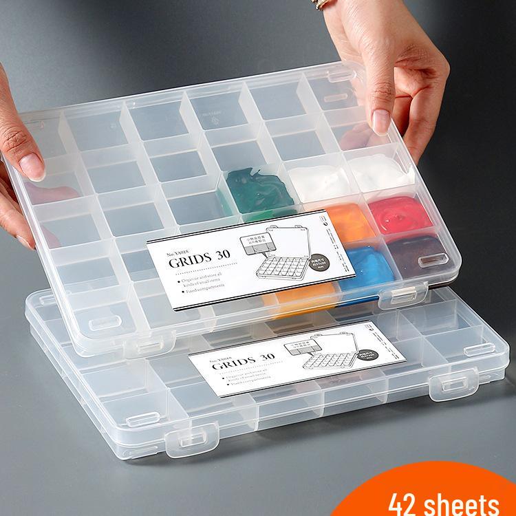 42-Color Transparent Refillable Paint Box - Gouache, Watercolor, Acrylic, Oil Palette for Art Students