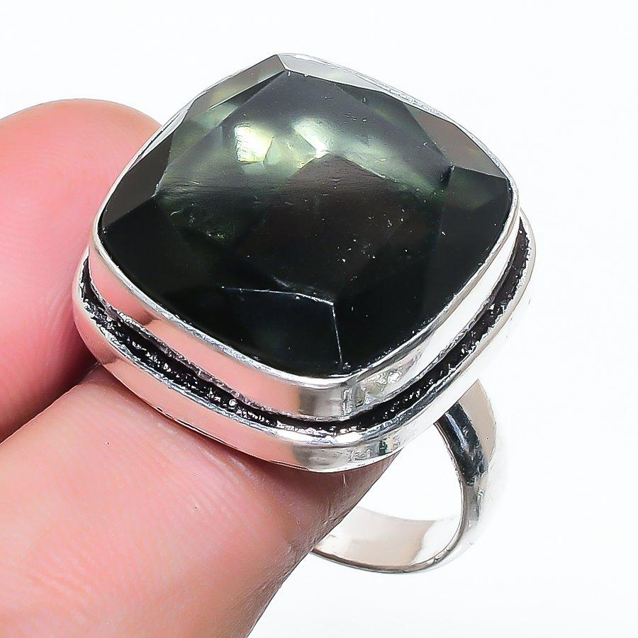 Natural Black Spinel Gemstone 925 Sterling Silver Jewelry Ring Size 10 AR-17181