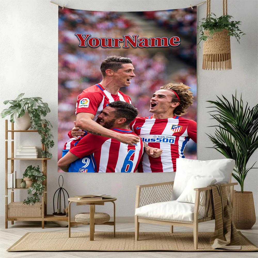 Atletico Madrid Benutzerdefinierte Wanddekoration mit Ihrem Namen Wandteppich Kunst Für Haustiermemorial Geburtstag Hochzeitsfeier Hintergrund Familien Geschenk