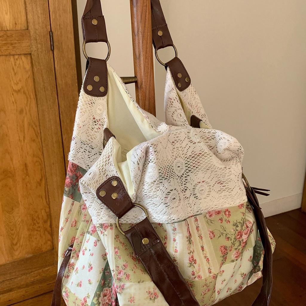 Lace Floral Patterned Patchwork Shoulder Bag for Carrying To Work