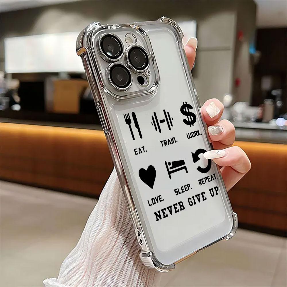 Eat Sleep Train Lift Phone Case for iPhone 17E 11 13 15 16 17 Pro Max 14 Plus 17Air 16E 12 Pro 17Pro Soft Shockproof Clear Cover