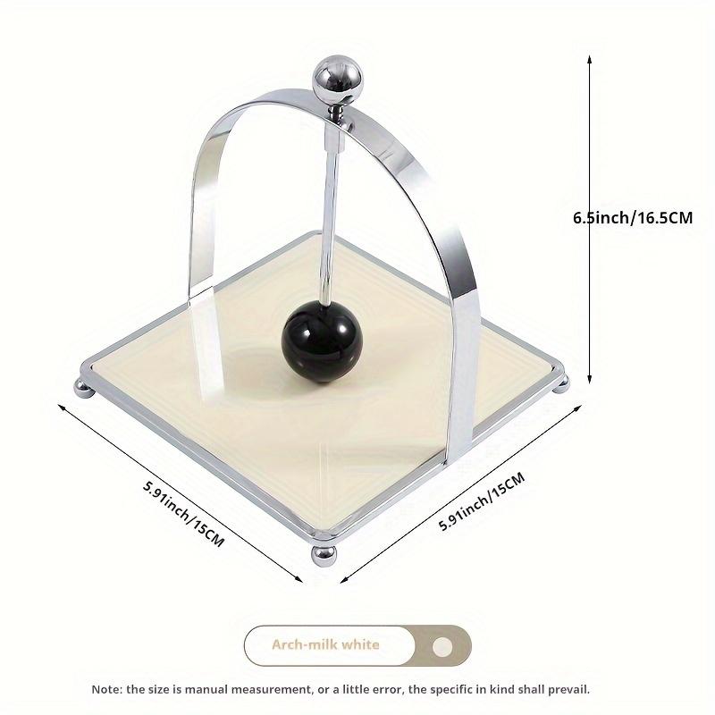 Vintage Luxury Square Tissue Holder with Ball Cream Style for Hotel Restaurant Tabletop Stand
