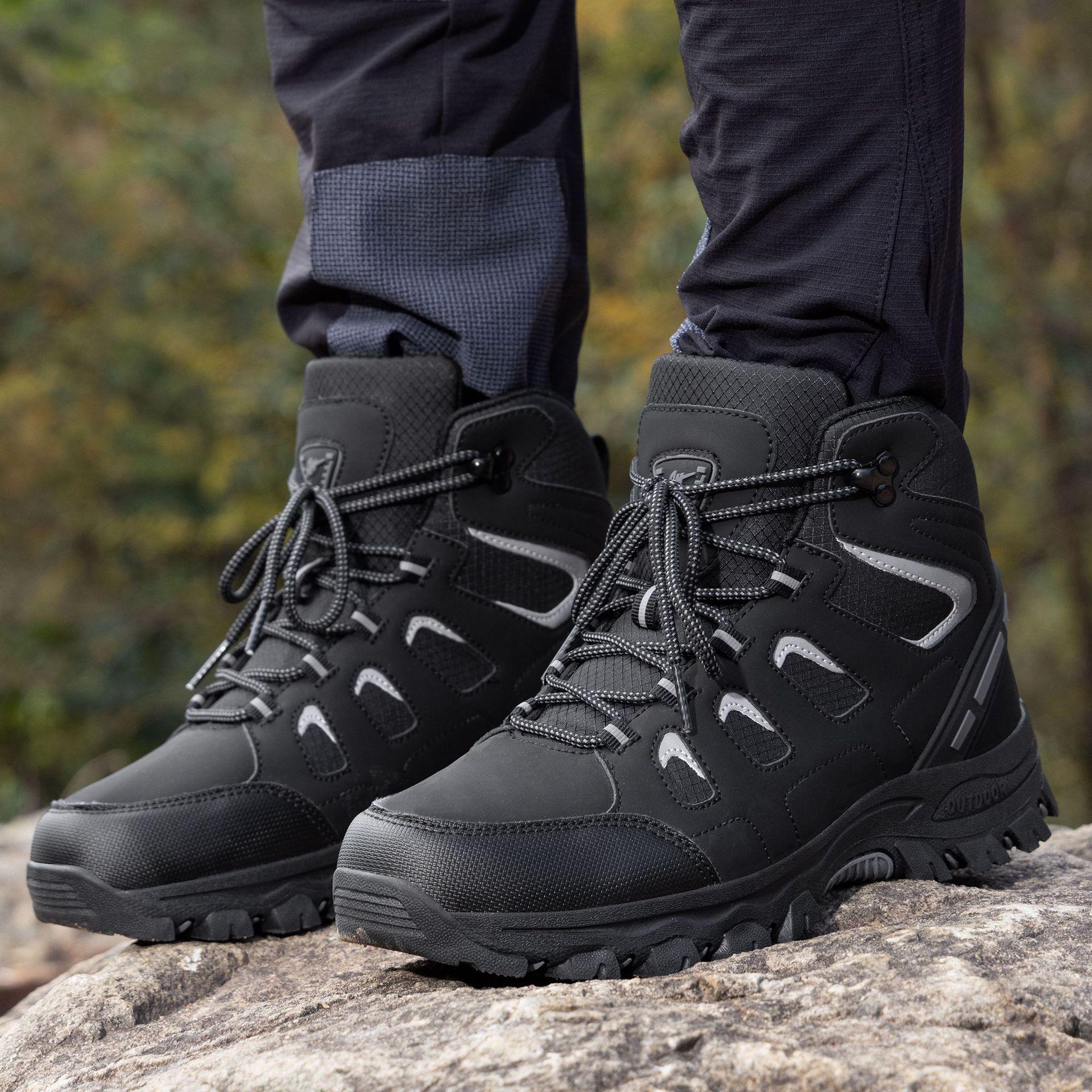 

Unisex High-Top Outdoor Hiking Shoes, Wear-Resistant Climbing Sneakers 45 чёрный