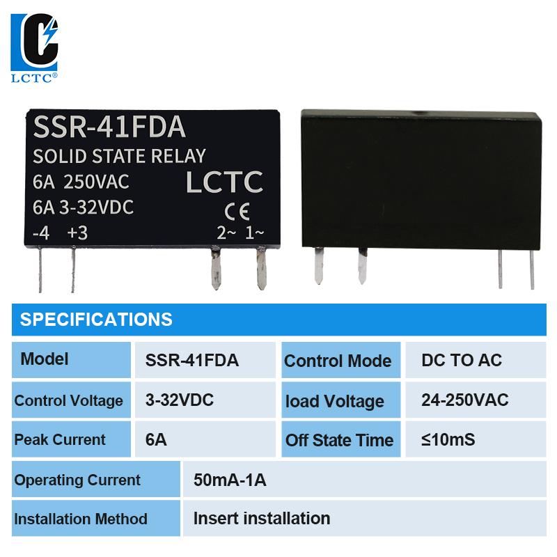 SSR Solid State Relays DC to DC Slim Relay Module 3-32VDC 6A Mini Relay Non-contact DIN Rail Relay SSR-41FDD Relays 5