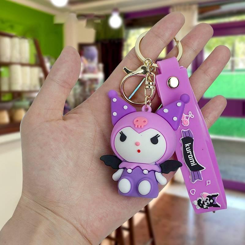 Adorable Kuromi Heart Glasses Keychain Rubber Cartoon Style For Bags And Keys Wing