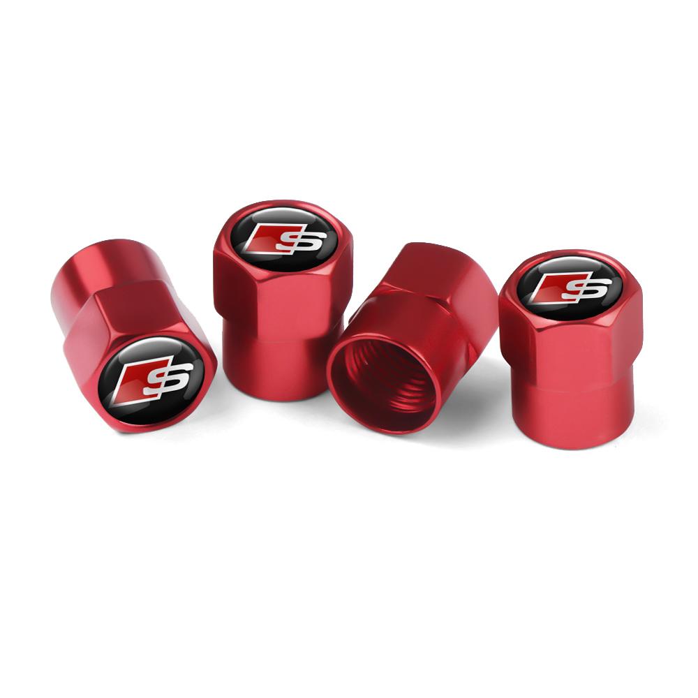 For Audi 8P Aluminum Car Tire Valve Caps Auto Truck Motocycle Bike Tyre Wheel Stem Air Valve Dust Cover For Audi S RS A3 8P S3 A4 B8 B7 A6