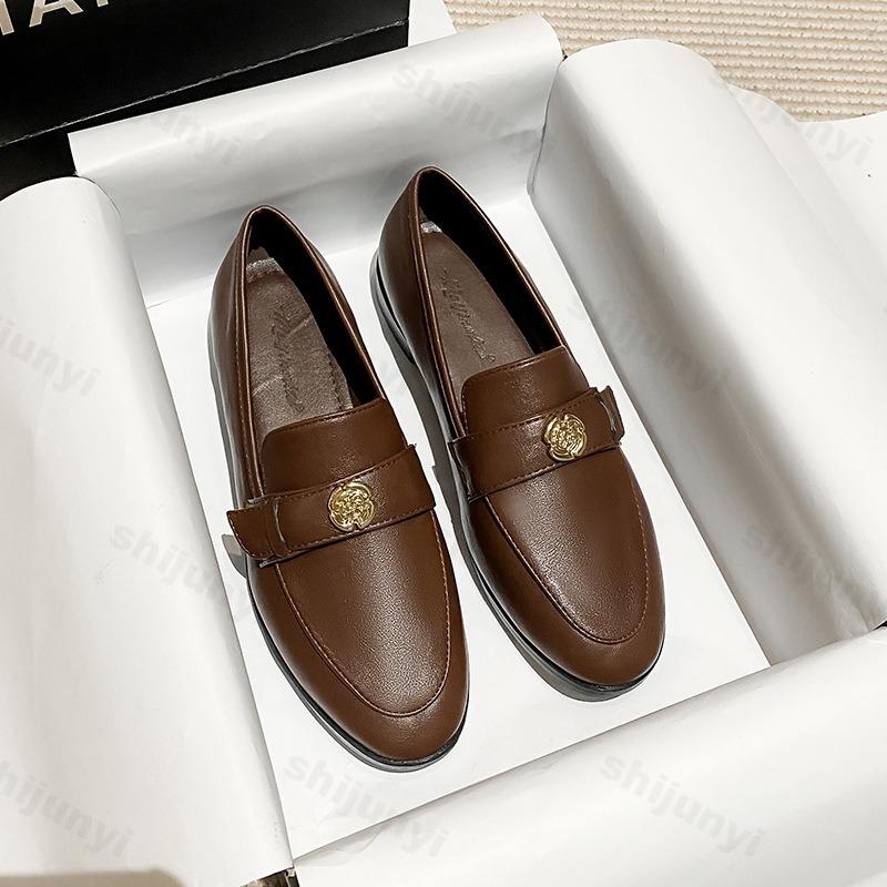 Fashion Women British Style 2025 Spring New Single Shoes Versatile Flat Bottomed Comfortable Fashion Daily Work Thick Heel Casual Pumps