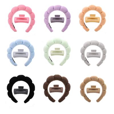 2 Stück Spa Stirnband zum Waschen des Gesichts Haarspangen Set Schwamm Make-up Stirnbänder Haarklammern für Frauen Haaraccessoires