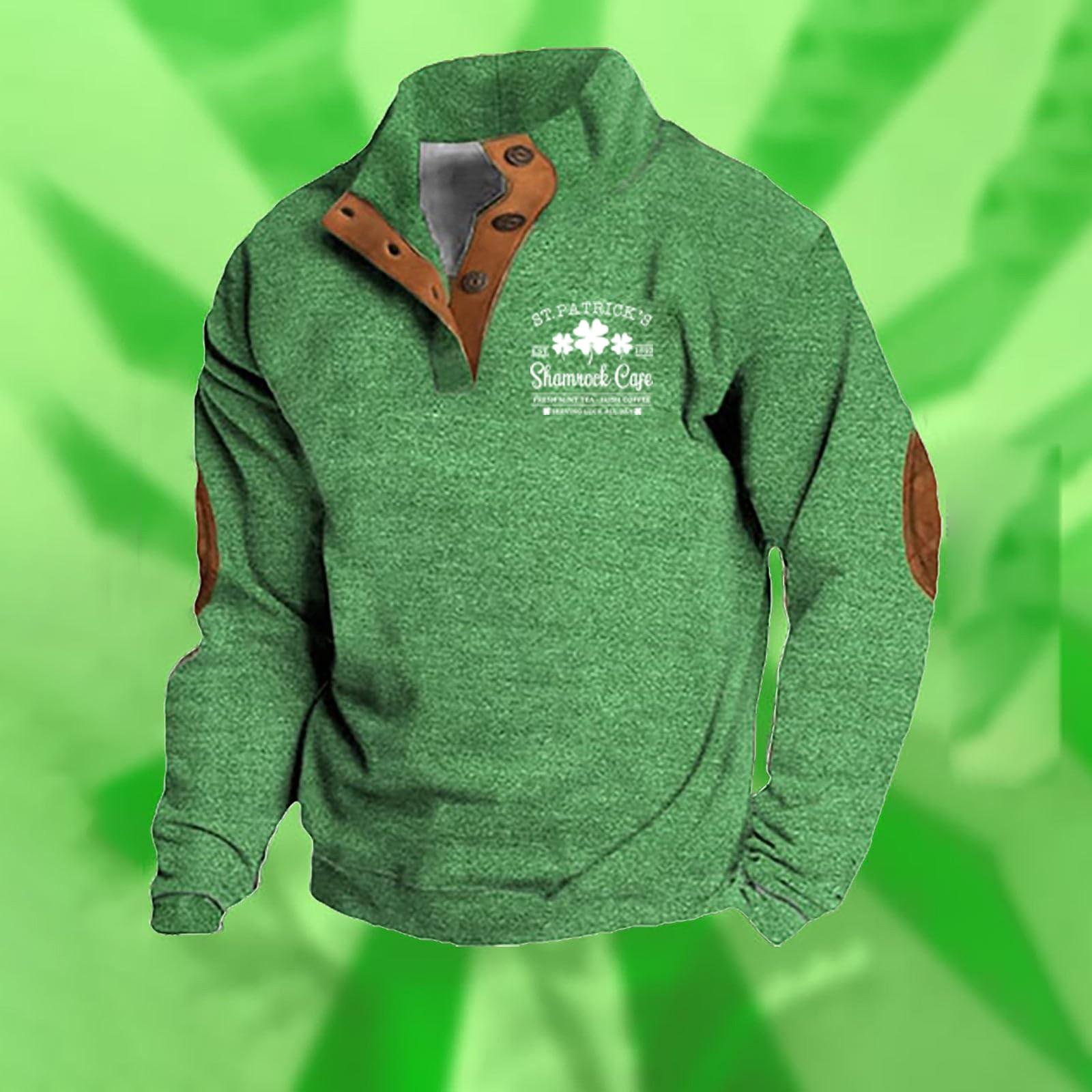 

Мужская модная повседневная толстовка с капюшоном на три пуговицы с принтом Дня Святого Патрика, весна-осень, с длинным рукавом и пряжкой XL