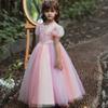 Girls' formal dress: long-sleeved lace puff-skirted princess dress for older children – perfect for emcees and performances