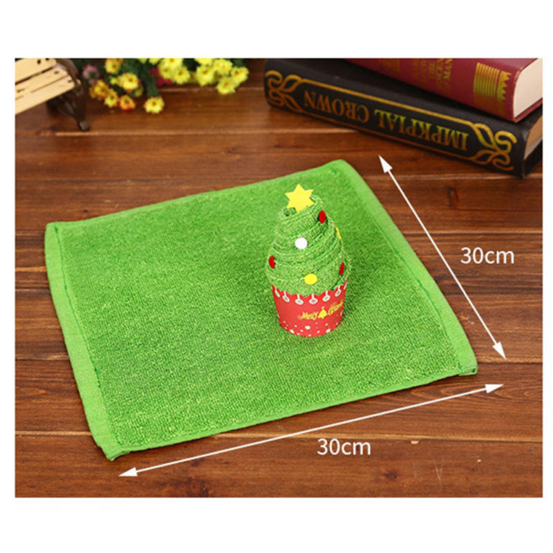 1PC Cute Santa Claus Snowman Christmas Tree Cupcake Towel Baby Shower Washcloths Birthday Party Favors for Guests