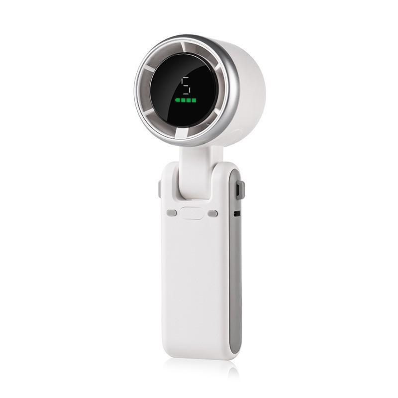 New Handheld Digital Mini Fan with Foldable Neck Attachment for Outdoor Convenience - High-speed Turbine Mini Fan