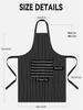 1Pc Home Apron Men's Coffee Shop Waterproof and Oil-Proof Work Apron Kitchen Stripesd Cooking Apron