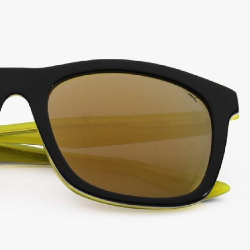 Puma Pu0088sk 001 Ripper Square Horn Rimmed Over Asian Fit Mirror Sunglasses