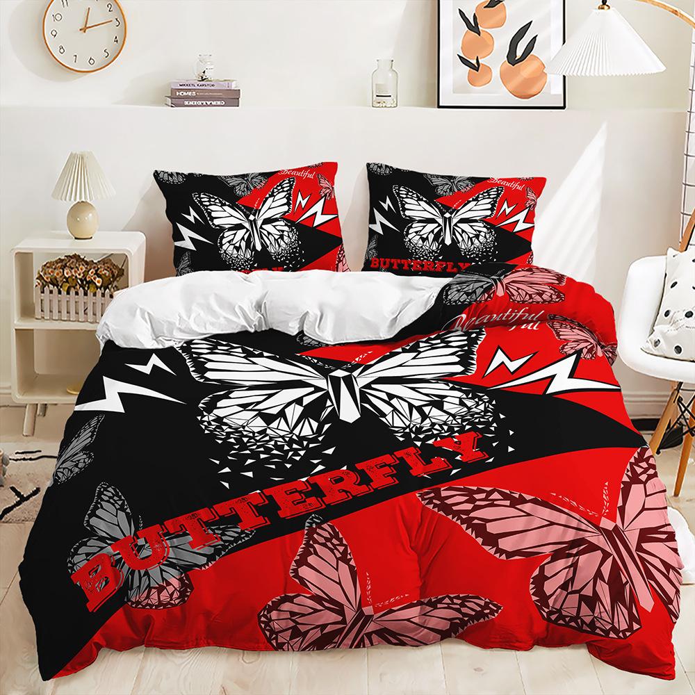 

Butterfly Pattern Three-Piece Digital Printing Quilt Set Suitable For Little Girls Bedroom Decoration Bedding 135 * 200 (two-piece set)