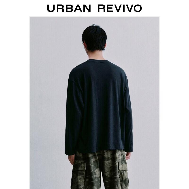 UR Men's Vintage Distressed Letter Print Long Sleeve T-Shirt