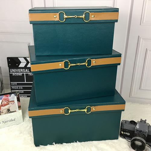 Luxury  Pu Leather Orange Storage Bins Colorful Storage Box  Organizer Containers Baskets with Cover Handles