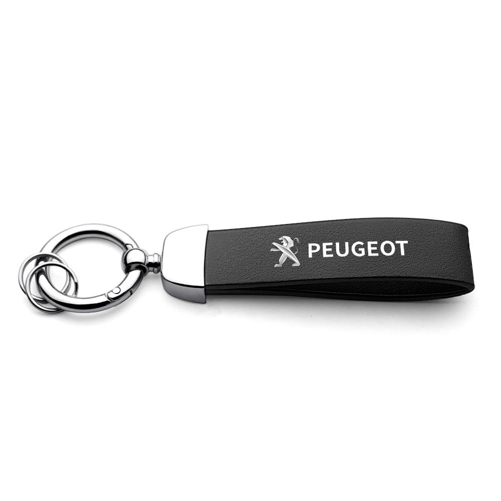 2026 Forró Autómatrica Bőr Fém Autó Logó Kulcstartó Zsinór Kulcstartó Csattal Kiegészítők PEUGEOT 206 208 3008 308 207 508 10-hez