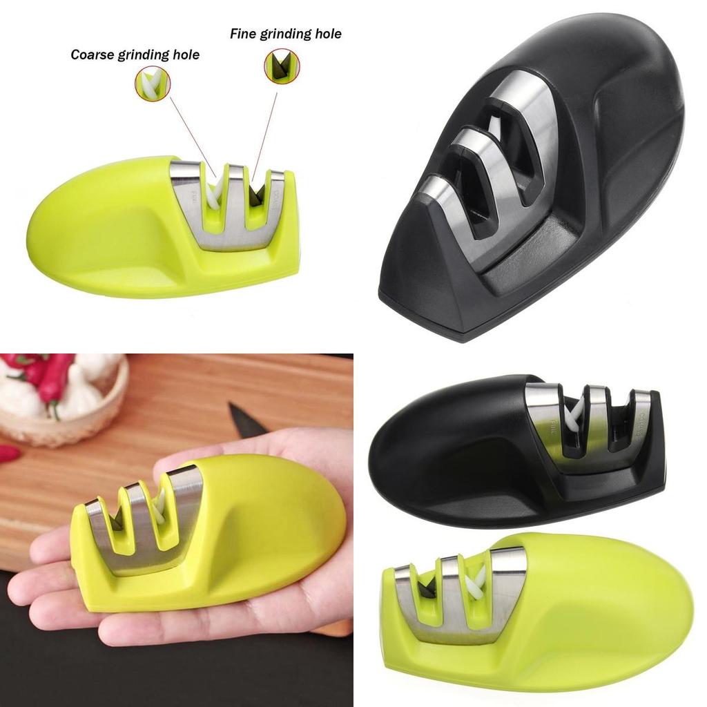 Scissors Knife Grinder Stone Steel Mini 2 Stage Double Groove Rod Sharpener Grindstone