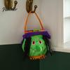 Halloween Costume Accessories Candy Bags for Kids, Trick or Treat Handbag with Handle, Spooky Durable Carrying Witch Ghost Black Cat Pumpkin