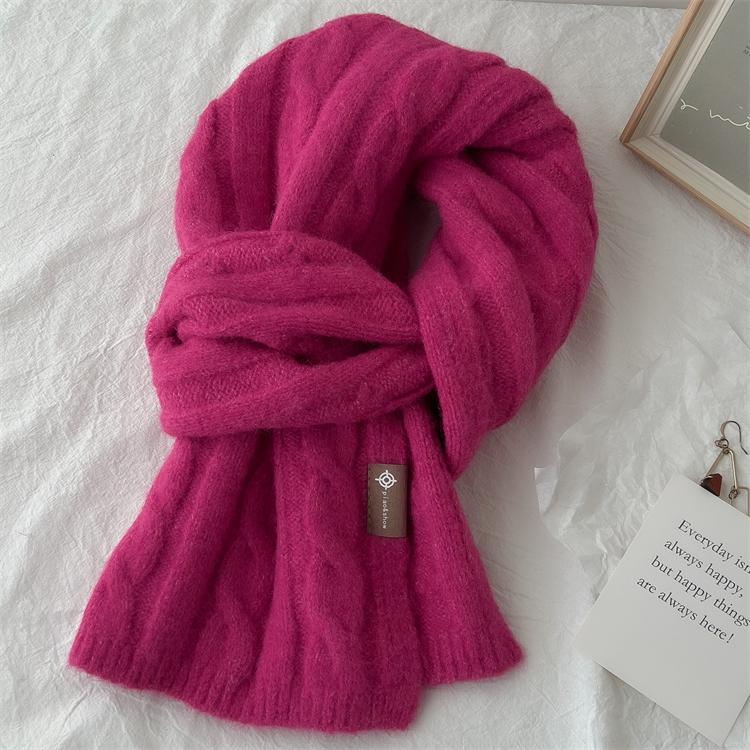 

Шарф из смеси шерсти с конопляным узором в стиле ретро, однотонный, для женщин, пар и зимы