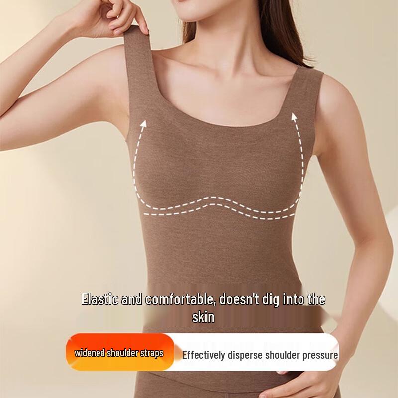 

Women s Seamless Thermal Vest with Built-in Bra, Wool-Silk Blend L