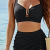 Dames Tweedeel Bikini Set U-beugel Push-up Top Trekkoord Buikcontrole Badpak Zomer Strand Zwembad Dames Badpak Zwemkleding