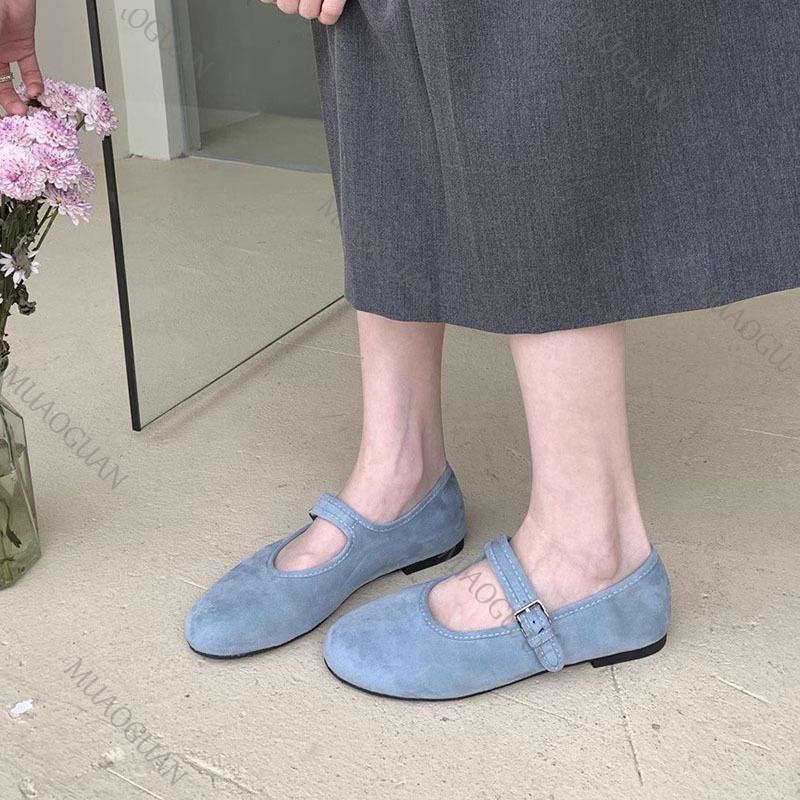 Fashion Shoes for Woman Flats Round Toe Casual Female  Candy Color Retro Mary Jane Shoes New Autumn Solid Flat Bottom Shallow Mouth Flat