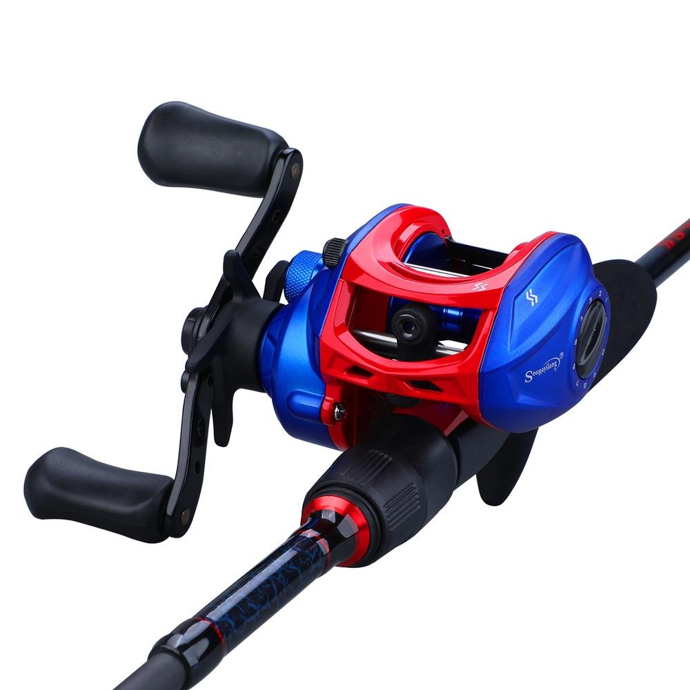 Portable Travel Fishing Rod Reel Combos 5 Sections Fishing Pole 13+1BB  Baitcastiing Fishing Reel