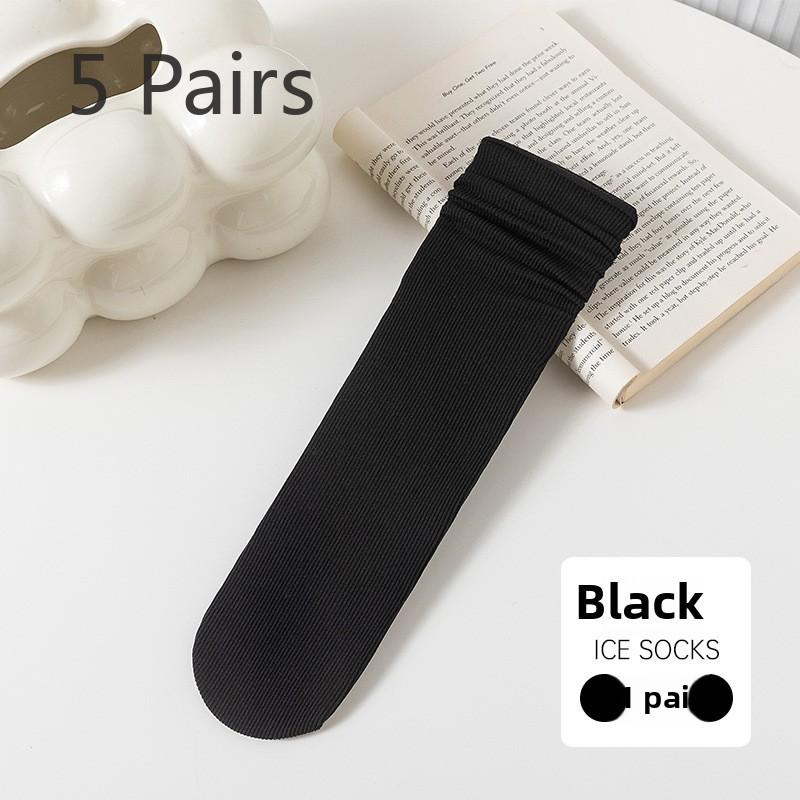 5 Pairs of Female Summer Thin Candy Color Student Trend Pile Socks
