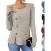 Loose round-Neck Long-Sleeve T-shirt Round Neck Button Long Sleeve Overfit T-shirt Top