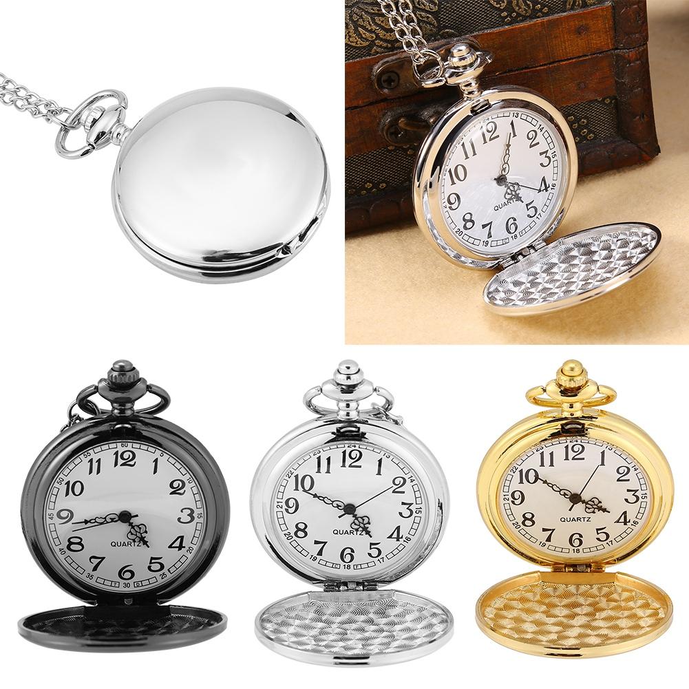 Hodinky Křemenné Hodinky 3 Barvy Klasické Křemenné Analogové Hladké Hodinky Přívěsek na Náhrdelník s Řetízkem