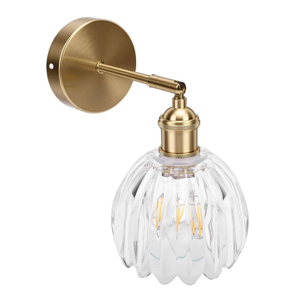 Wall Sconce Glass Lampshade Minimalist Aluminum Alloy Vintage Wall Lamp for Cafe Bedroom Restaurant