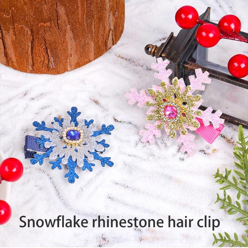 Snowflake Barrettes Studded Christmas Glitter Elegant Snowflake Hair Clip Christmas for Women, Snowflake