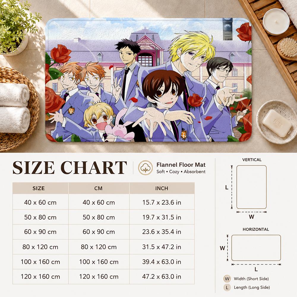 O-Ouran High School Host Club Anime Bodenmatte Rutschfeste Saugfähige Fußmatte Dekorteppich für Zuhause Badezimmer Schlafzimmer Eingangsbereich