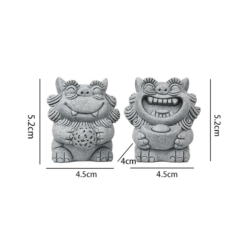 1Pair Lucky Auspicious Stone Lion Potted Plant Fish Tank Micro Landscape Decoration Desktop Tea Pet Ornament Decoration