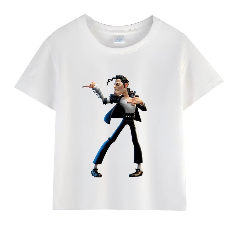 Kids Michael Jackson Rock N Roll T-Shirt Children's Fashion Crew Neck Top Summer Casual Clothes for Baby Boys And Girls