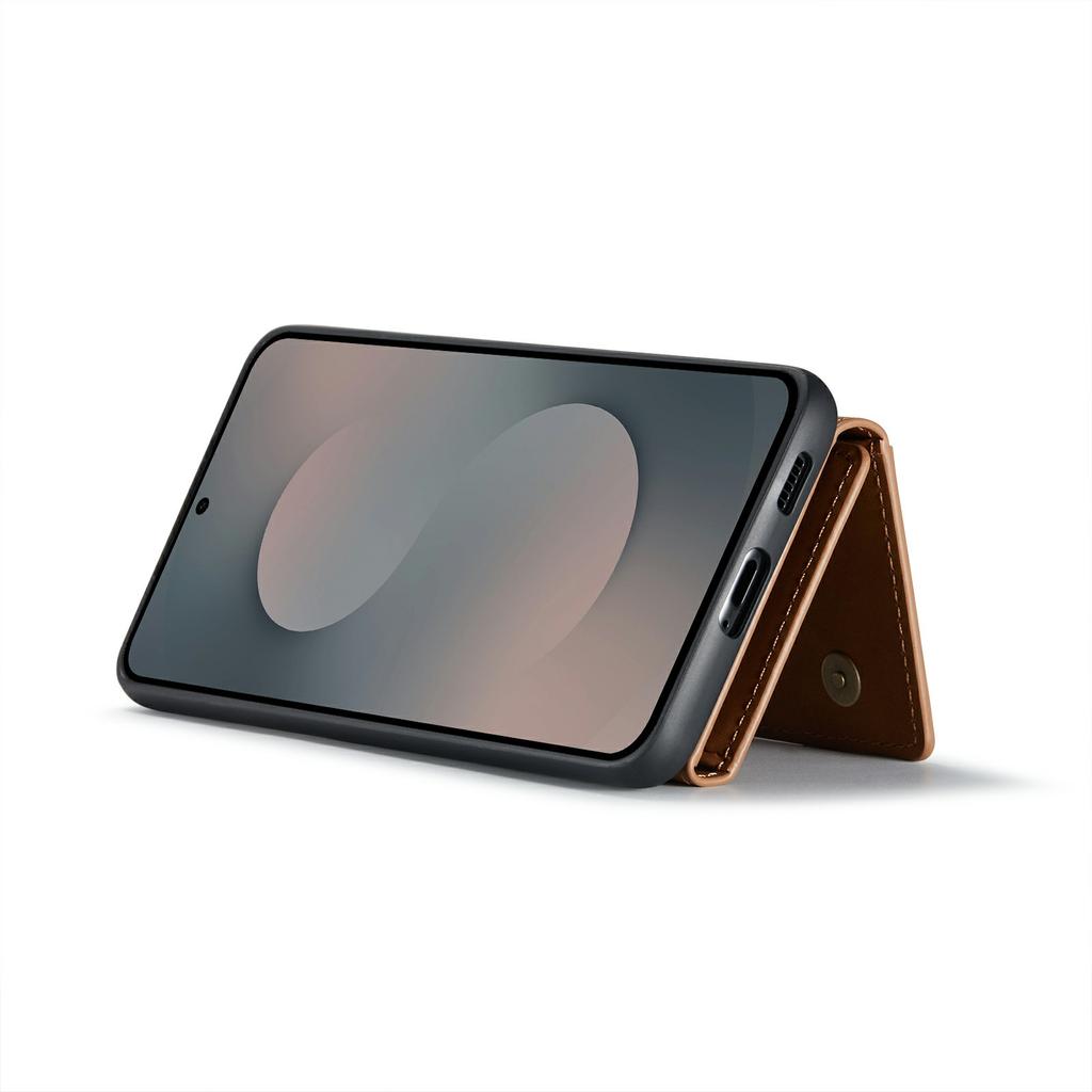 DG.MING M1 Series for Samsung Galaxy S25 FE Case Kickstand PU Phone Cover with Detachable Wallet