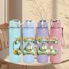 1PC Retro Vintage Telephone Pattern 750ml Color Plastic Sports Water Bottle Leakproof Flip Straw Lid Suitable for Sports Office Home Use