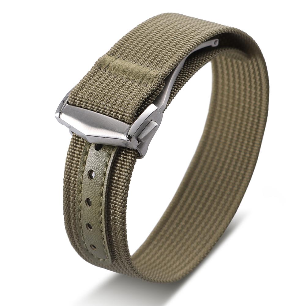 Cinturino in Nylon a Coste per Orologi in Tessuto Balistico 20mm per Braccialetti Sportivi Militari Omega Fibbia Pieghevole Premium
