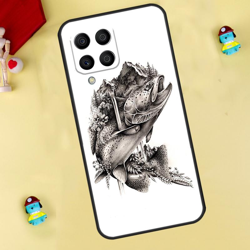 Vintage Trout Fishing Case For Samsung Galaxy M35 M55 M15 M11 M12 M13 M14 M06 M16 M36 M56 M31 M53 M32 M52 M34 M54