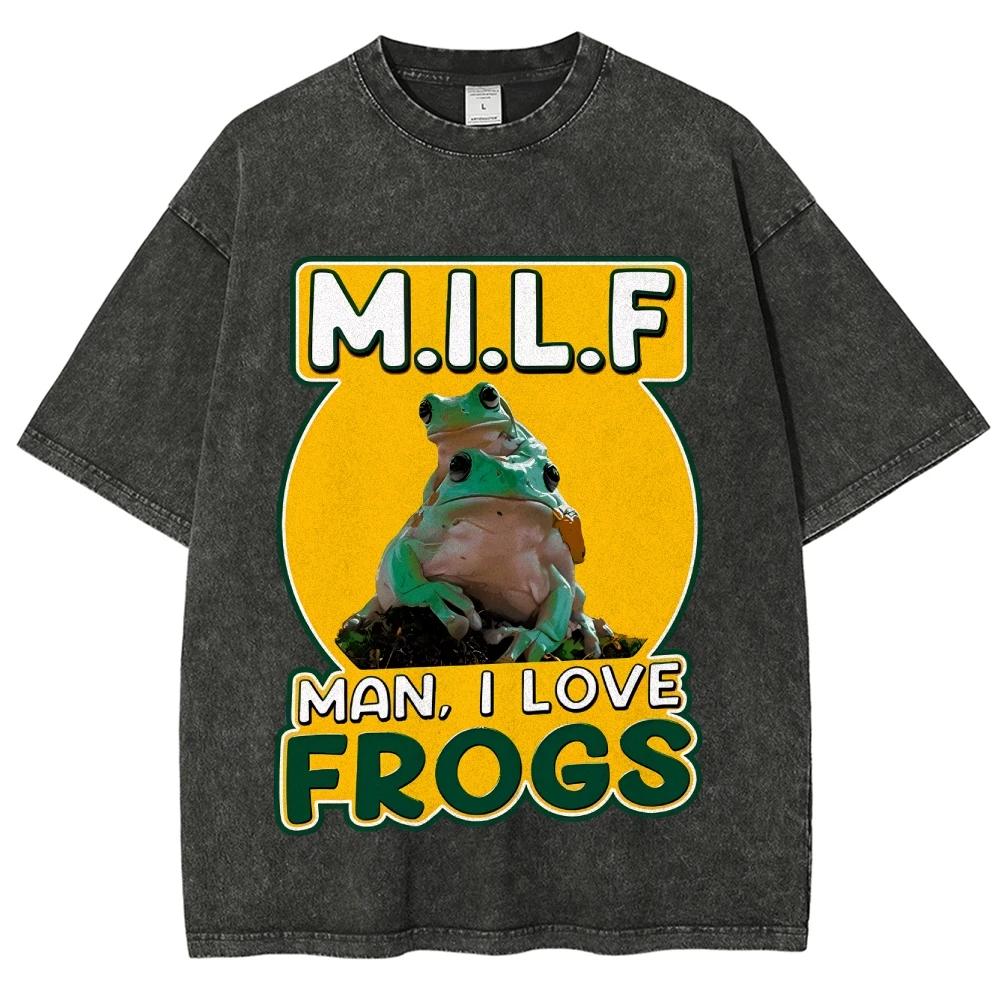 

Я люблю лягушек Футболка с эффектом снежинки для мужчин и женщин, унисекс, винтажная стирка, уличная одежда, ретро футболки 3XL