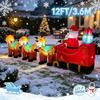 12FT/3.6M Inflatable Santa Claus Sleigh with 3 Reindeer and Gift Boxes, Christmas Outdoor Yard Decor