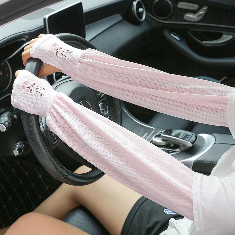 Damskie rękawki bez palców z lodowego jedwabiu chroniące przed promieniowaniem UV do jazdy na świeżym powietrzu